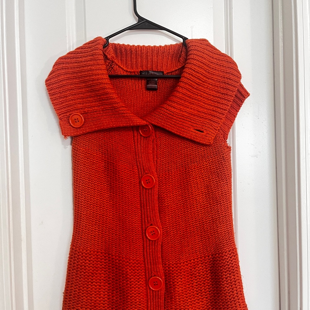 JJ BASICS Bright Orange Knit Sweater Vest